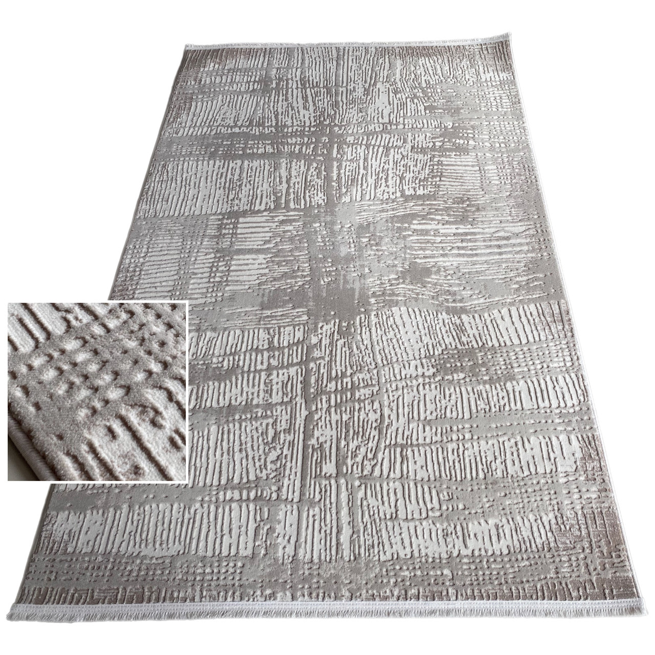 2x3 Килим Vera 8226A (Cream / L.Beige) скандинавський стиль у вітальню чи спальню