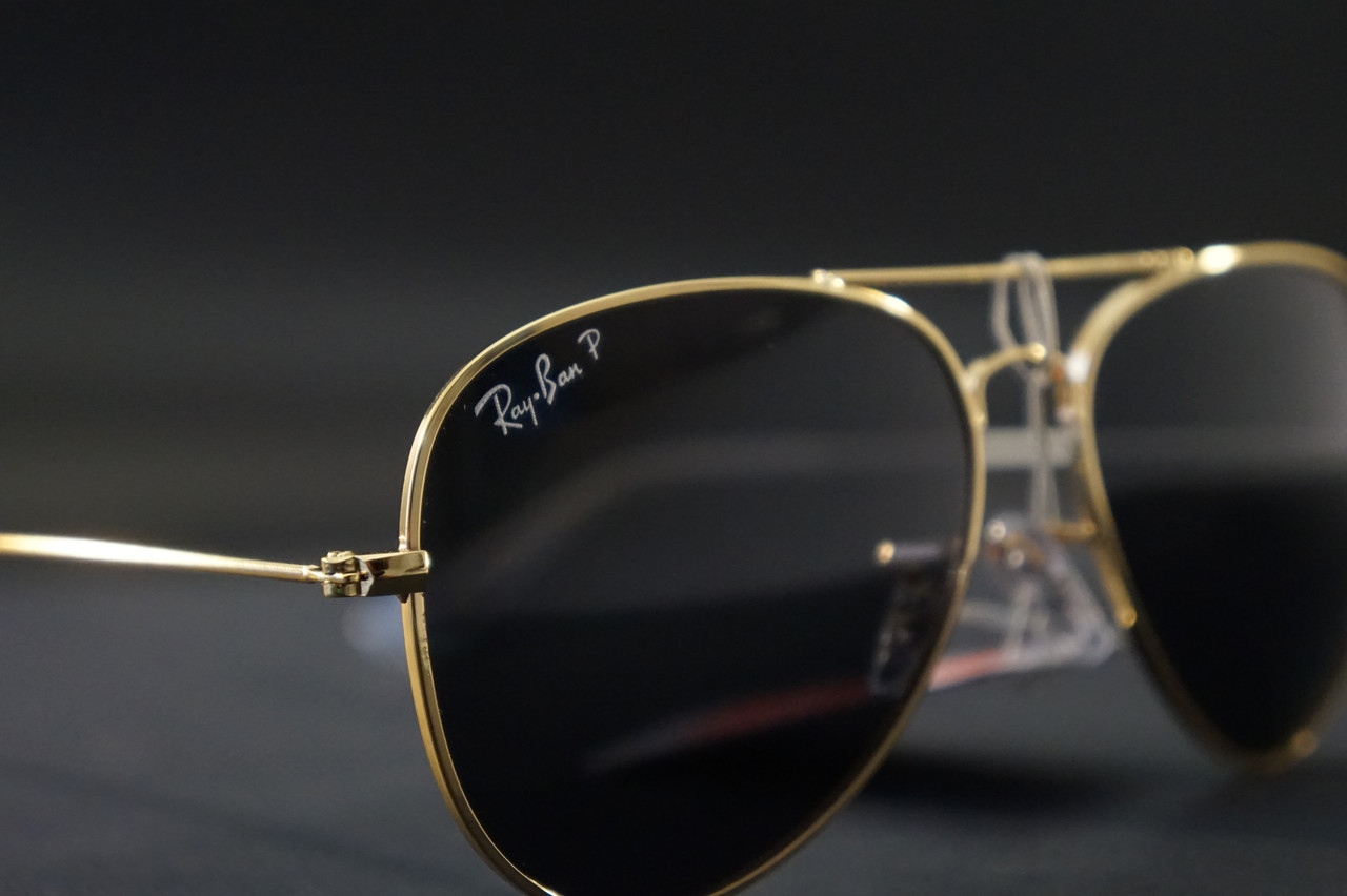 Окуляри Ray Ban 3025 Aviator Поляризація сонцезахисні в класичній золотій оправі Авіатор з Чорними лінзами