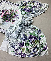 Модный весенне-осенний шарф из вискозы с растительным принтом 70*180см Белый