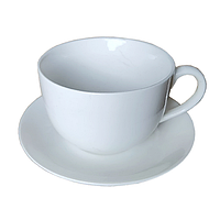 Чашка для кави з блюдцем біла (чашка-200 мл.блюдце-14.8 см) з кераміки | SNT