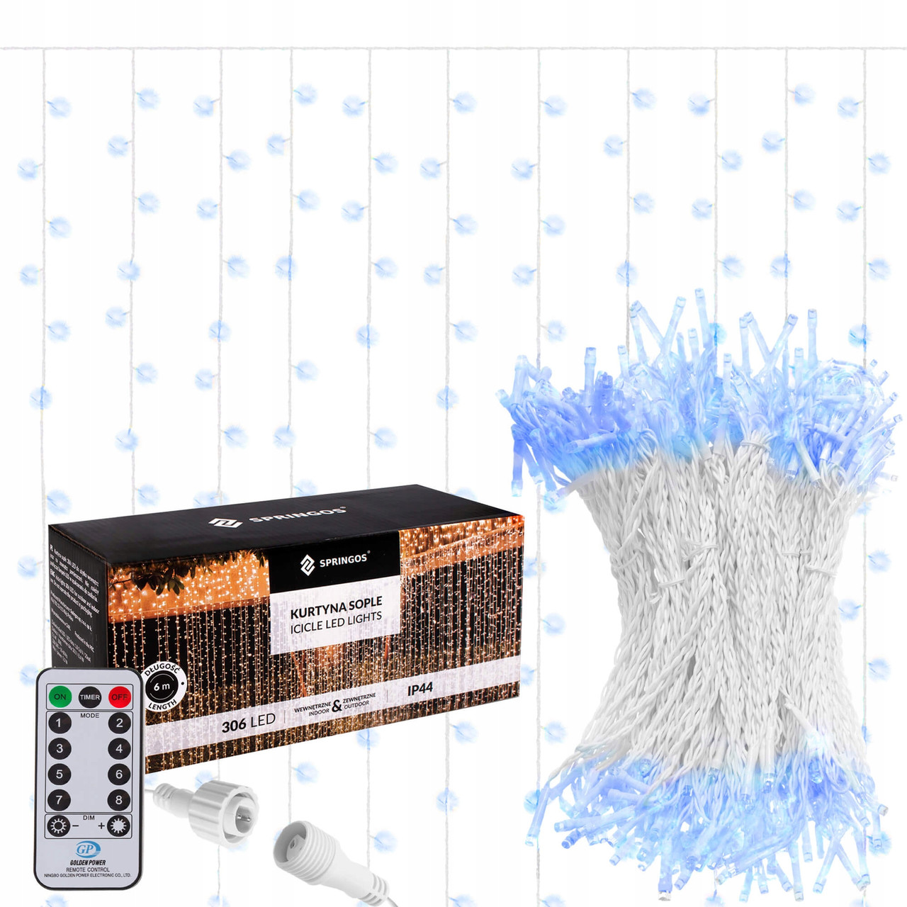 Гірлянда бахрома вулична (зовнішня) Springos 3 x 3 м 306 LED Pilot CL4002 Blue, фото 1