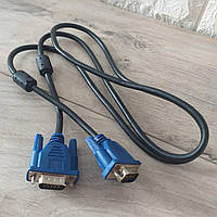 Кабель Merllon VGA-VGA 3+2 1.5 м с двумя ферритами Черный с синим (KG-7306)