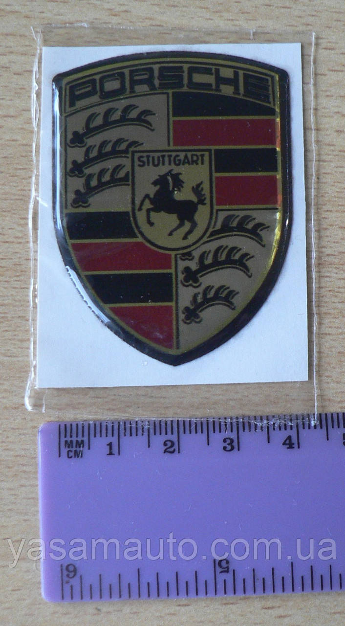 Наклейка s вставка в эмблему Porsche Stuttgart 42х57х1,3мм силиконовая ...