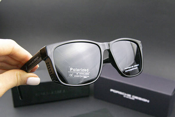 Окуляри чоловічі сонцезахисні Porsche Design поляризаційні (арт. P6512) чорна глянцева оправа, фото 4