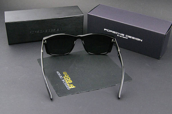 Окуляри чоловічі сонцезахисні Porsche Design поляризаційні (арт. P6512) чорна глянцева оправа, фото 5