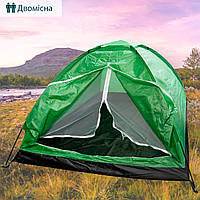 Туристична палатка для кемпінгу 200х135см Зелено-чорна, кемпінговий намет двомісний з москітною сіткою