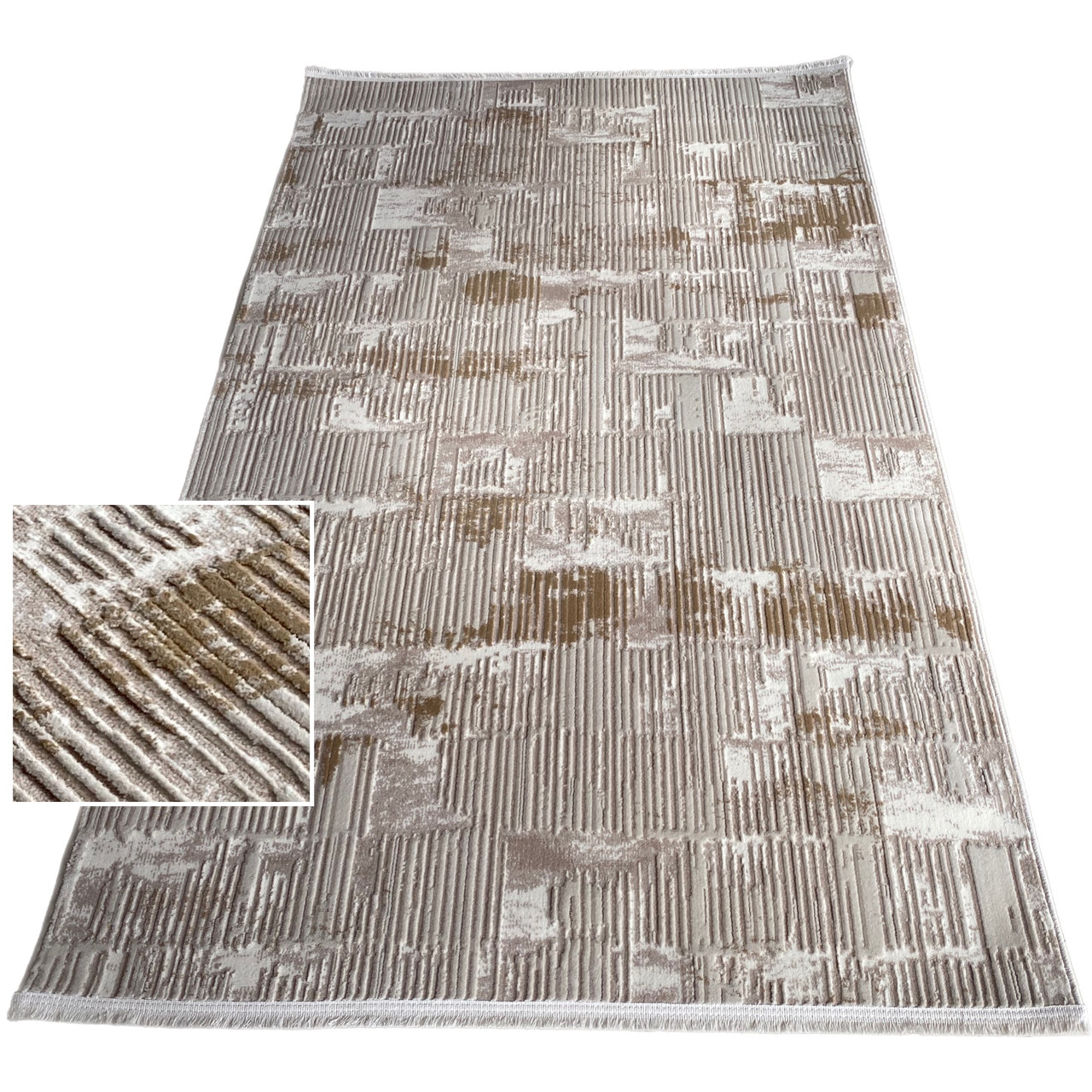 3x4 Килим Vera 8225A (Cream / D.Beige) скандинавський стиль у вітальню чи спальню