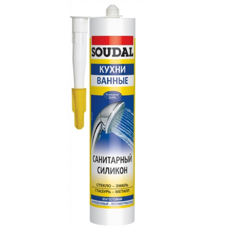 Силіконовий герметик SOUDAL герметик санітарний Білий 280 мл