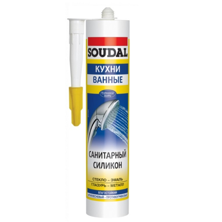 Силіконовий герметик SOUDAL герметик санітарний Прозорий 280 мл