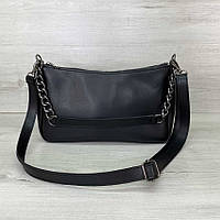 Сумка клатч черная женская маленькая ультрамодная сумочка через плечо кросс боди черного цвета мини сумка