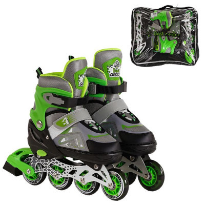 Розсувні ролики дитячі Best Roller 80155-L, розмір 38-42, зелені, з підсвічуванням, фото 1