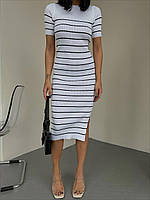 Облегающее полосатое платье с короткими рукавами длиной ниже колен (р. 42-46) 79035180 Белый