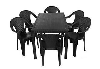 Набір садових меблів Joker 138 x 78 х 72 см + 6 крісел Ischia Kora антрацит виробництво Італія