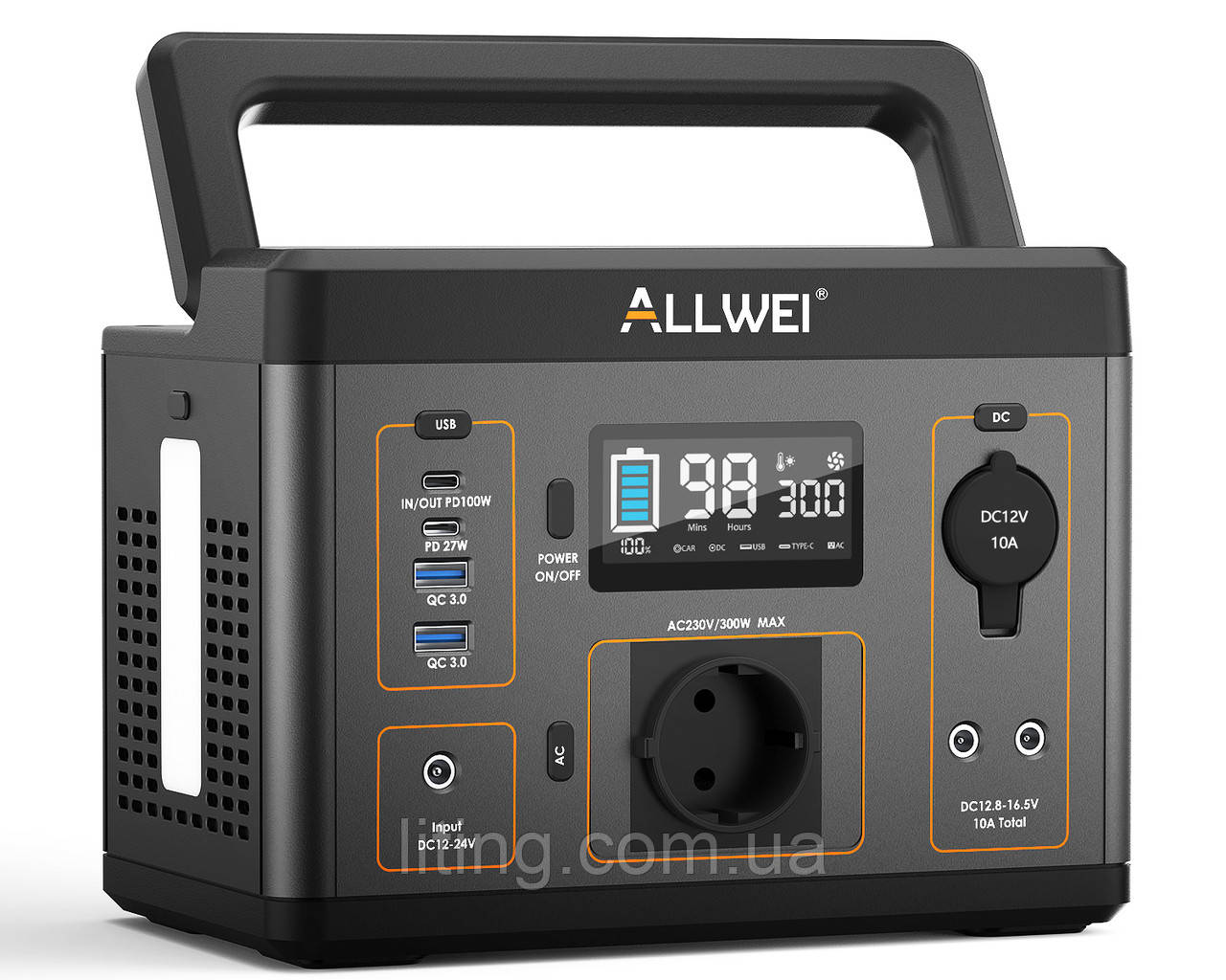 Портативна електростанція ALLWEI 300w потужності 296wh(20Ah/14.8v)