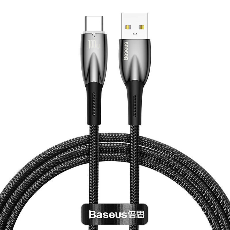 Кабель Baseus Glimmer Series Fast Charging USB to Type-C 100W 1m Black (CADH000401)