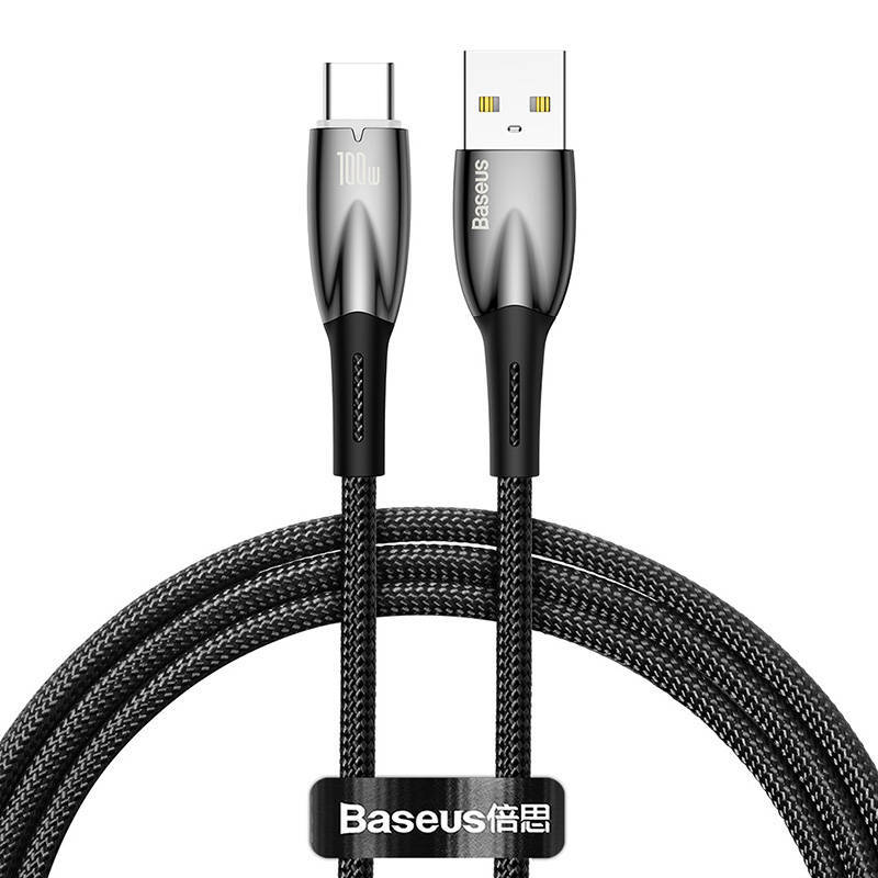 Кабель Baseus Glimmer Series Fast Charging USB to Type-C 100W 1m Black (CADH000401) - фото 1 - id-p1804889481