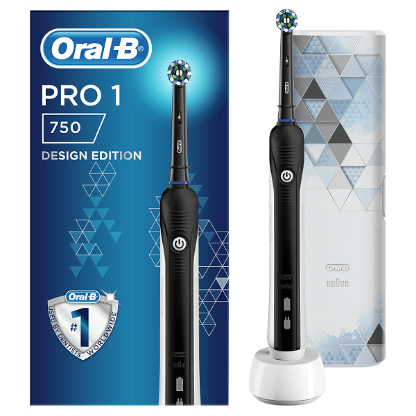 Електрична зубна щітка Braun Oral-B Pro 750 Crossaction Black Edition з білим чохлом 012231, фото 1