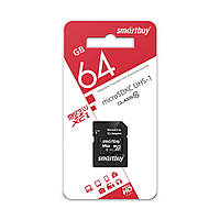 Карта памяти Smartbuy MicroSD 64 Gb Class 10 UHS-I + SD-адаптер