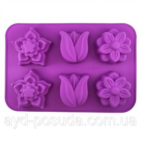 Силіконова форма для випічки кексів "Квіти" СК3-448 арт. 822-10-2