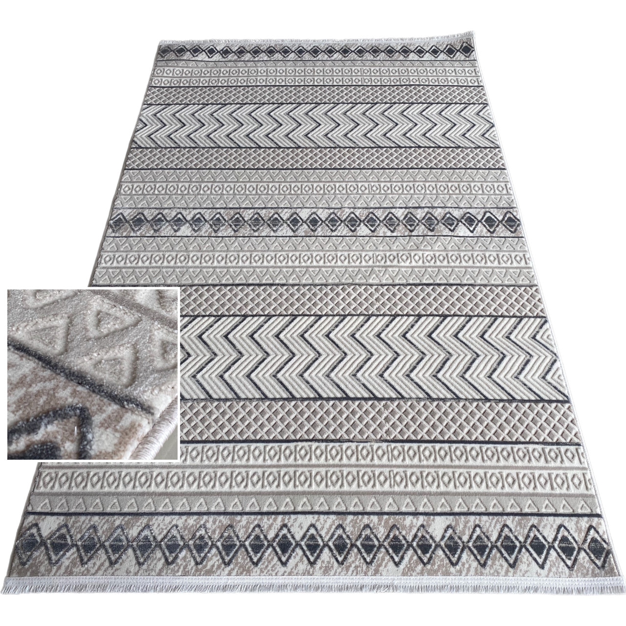 2x3 Килим Vera 8227A (Cream / Grey) скандинавський стиль у вітальню чи спальню