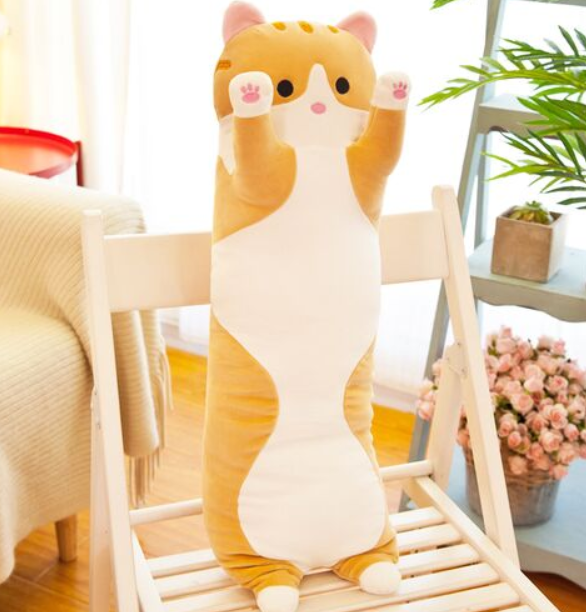 М'яка іграшка-подушка-обнімашка "Кіт-батон" 50см / Пісочний