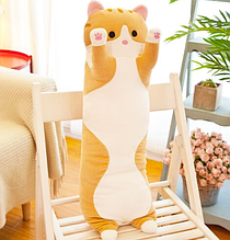 М'яка іграшка-подушка-обнімашка "Кіт-батон" 70см / Пісочний