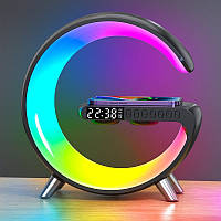 Нічник настільна лампа смарт RGB Happy Light Smart Light Sound Machine з бездротовою зарядкою 15W і Bluetooth колонкою 3W ЧОРНИЙ