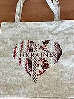 Сумка Шопер з вишивкою Серце України на молочному льоні,еко сумка для покупок, шопер, сумка з вишиванкою, сумка для покупок вишита