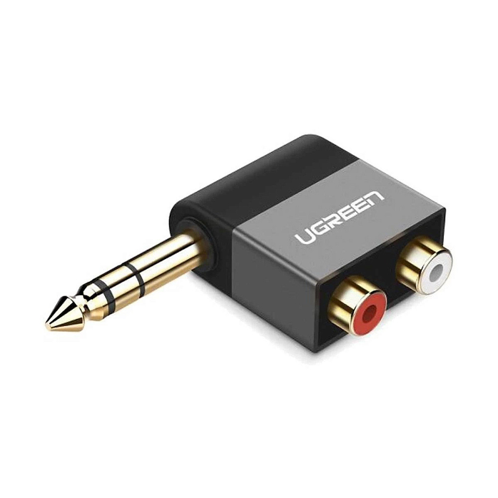 Адаптер UGREEN AV147  6.35mm Male to 2RCA Female Adapter Black  (40846)