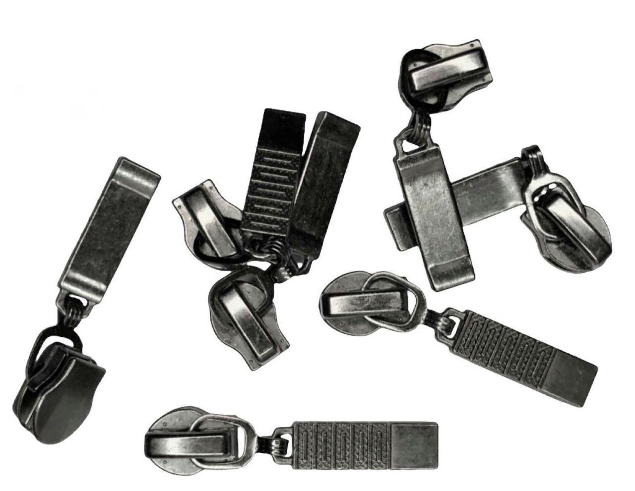 Бігунок для спіральної блискавки тип 3 з фіксатором темний нікель