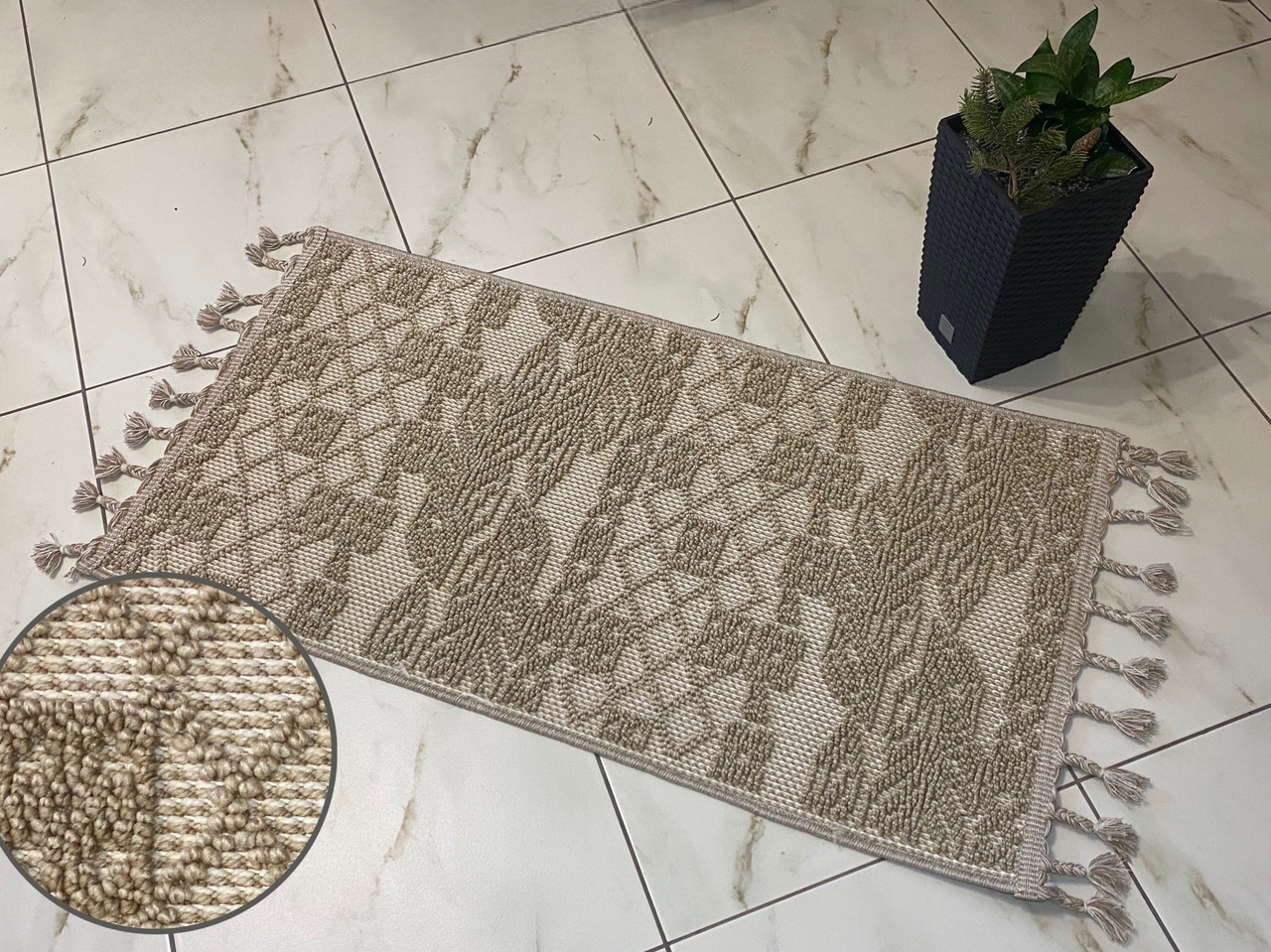 0.6x1.1 Calido 08340a L.Beige/L.Beige безворсовий килим, рогожка.