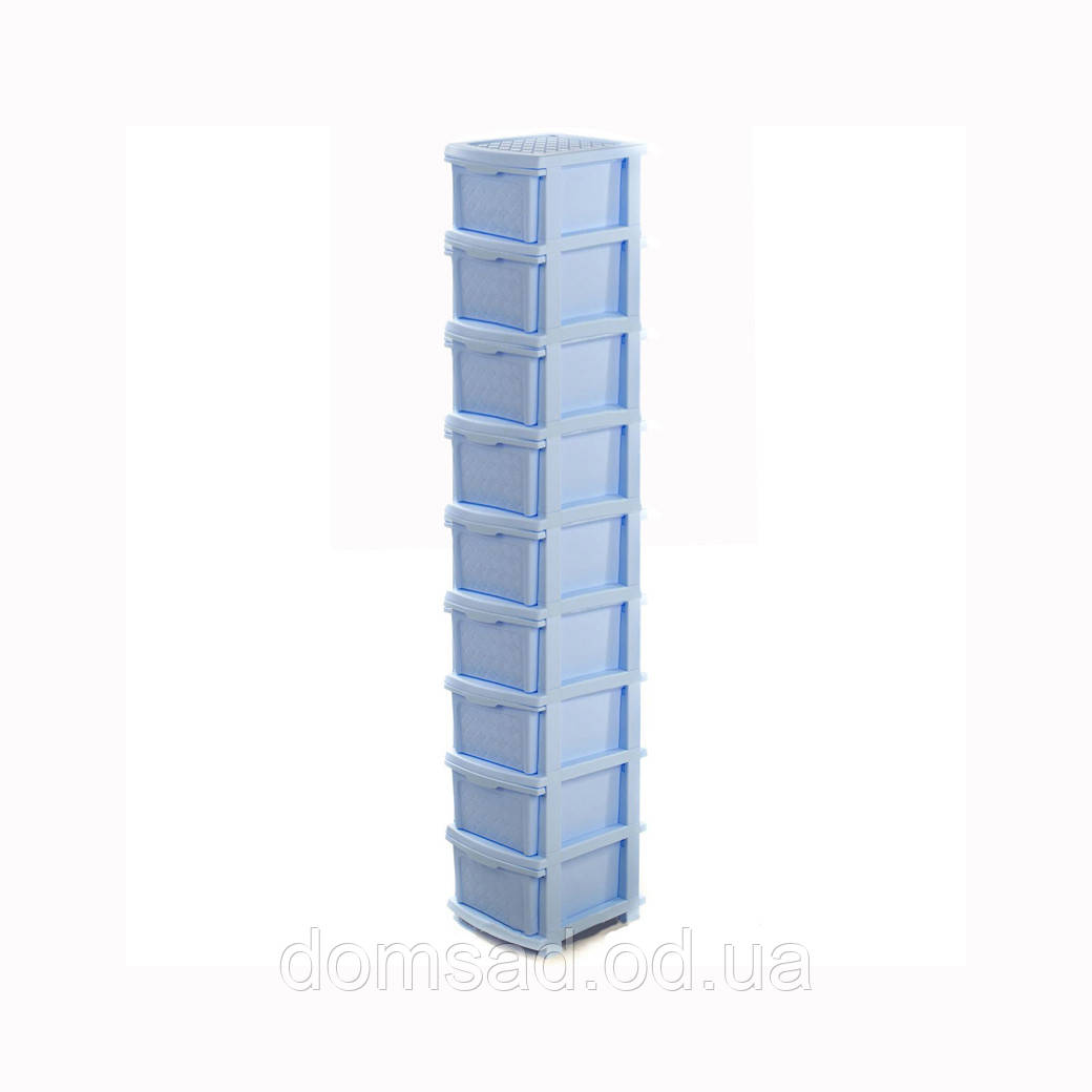 Комод R-Plastic "Компакт Плюс" 9 ящиків 186*34*40 см блакитний