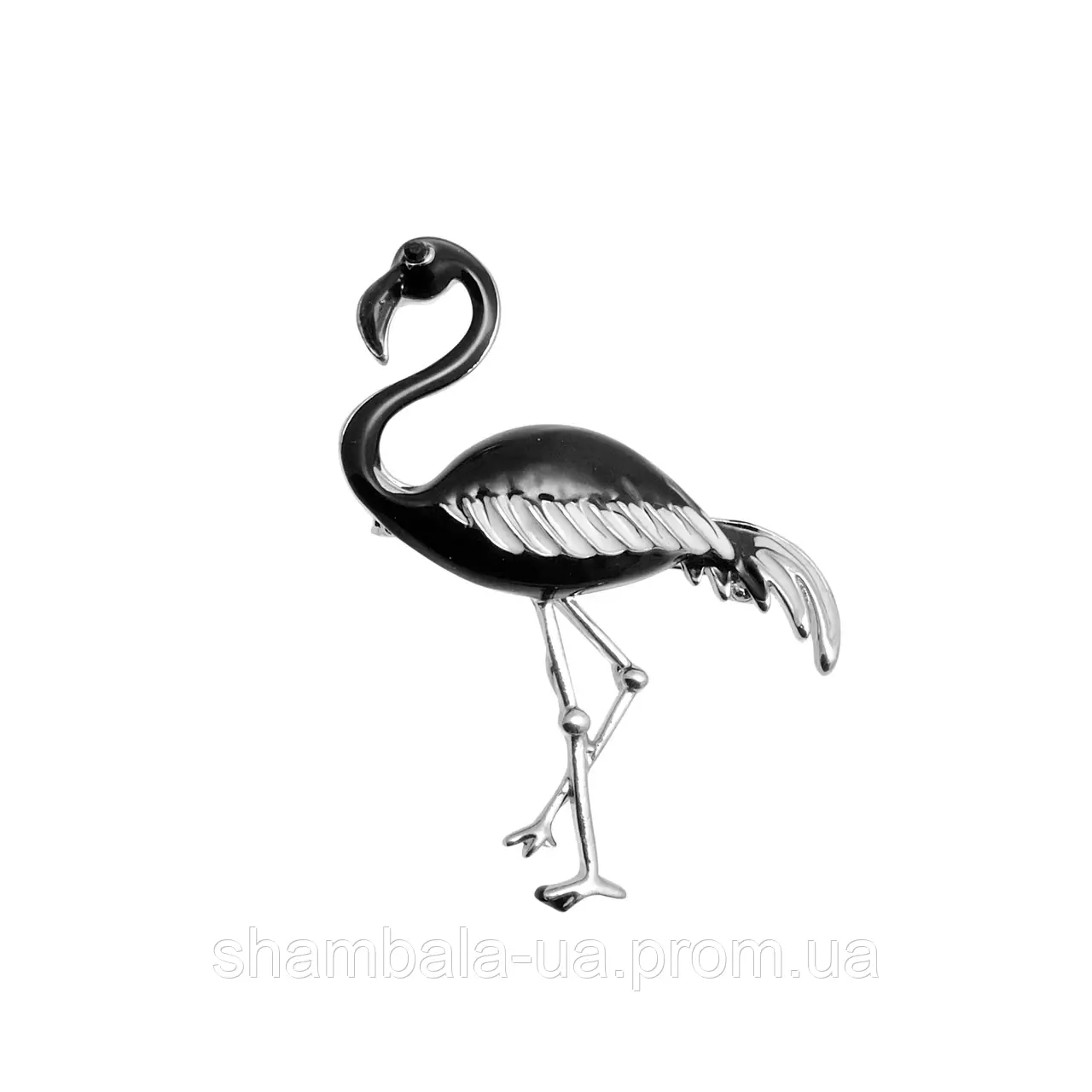 Брошка Fashion Jewerly "Фламінго" чорний (042961)