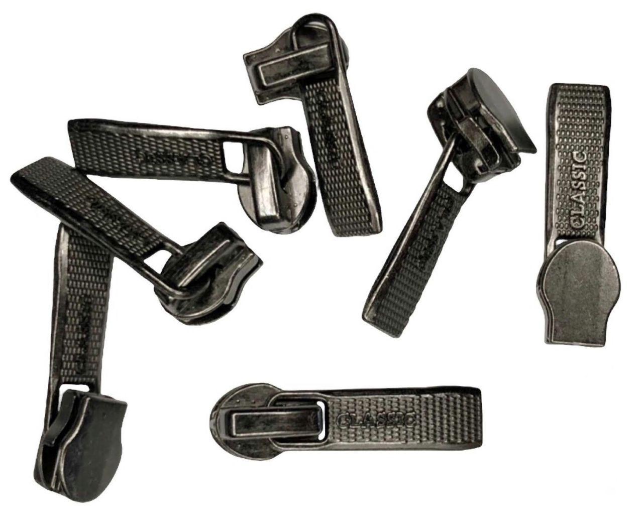 Бігунок для спіральної блискавки тип 3 з фіксатором темний нікель