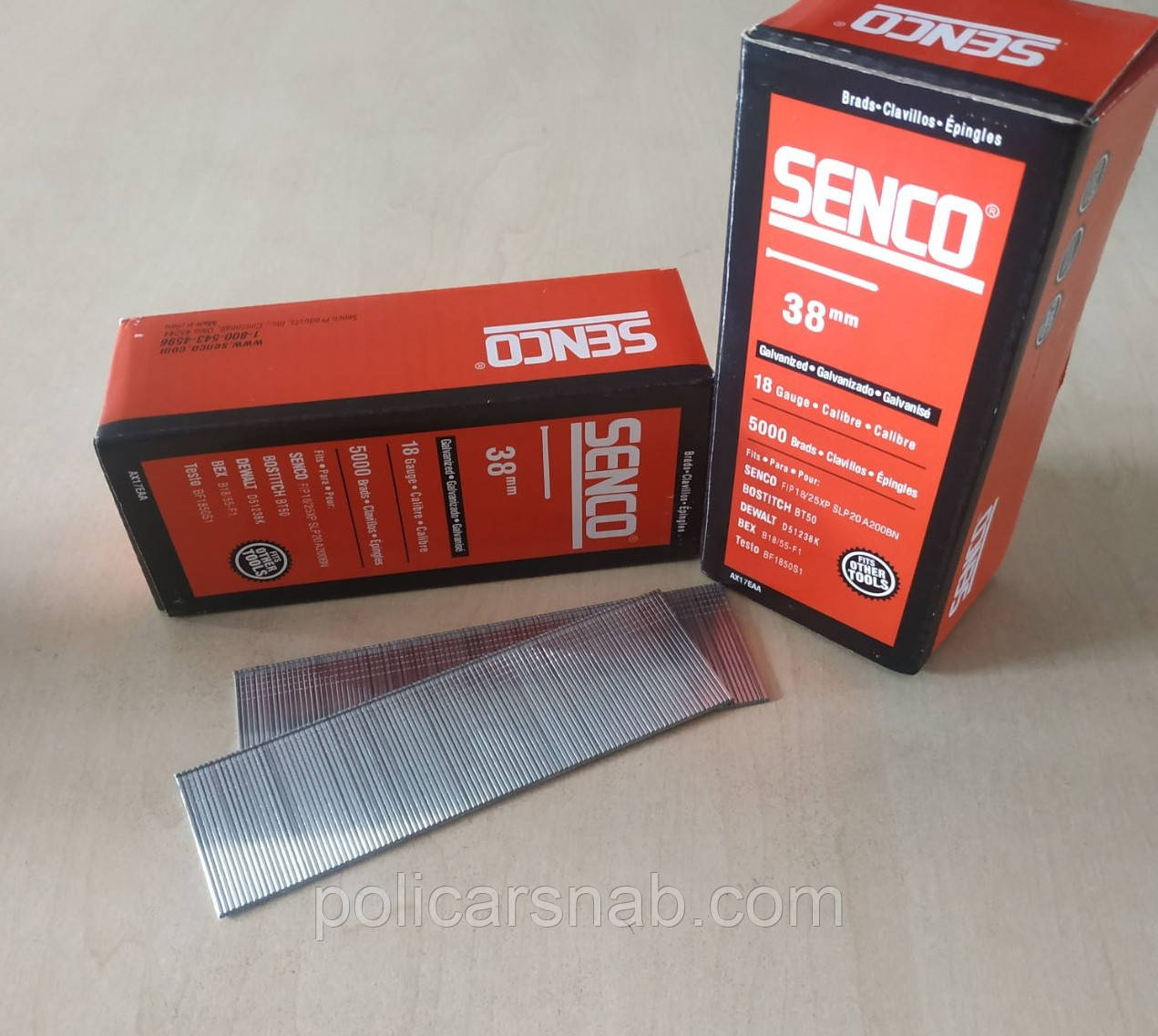 Цвяхи штіфти для цвяхозабивача пневмостеплера 38 мм SENCO АХ планкові фінішні оцинковані, фото 1