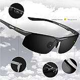 Чоловічі сонцезахисні окуляри з поляризацією, для риболовлі та водіння,Veithdia, black, фото 4