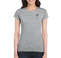 Женская трикотажная футболка (Тесла) Tesla, с логотипом