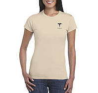 Женская трикотажная футболка (Тесла) Tesla, с логотипом