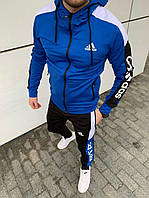 Спортивный костюм Adidas с капюшоном на молнии синего цвета