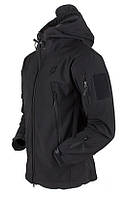 Легкая теплая тактическая куртка с флисом черная Soft Shell военная ветровка осенняя весенняя софтшелл, GP XL