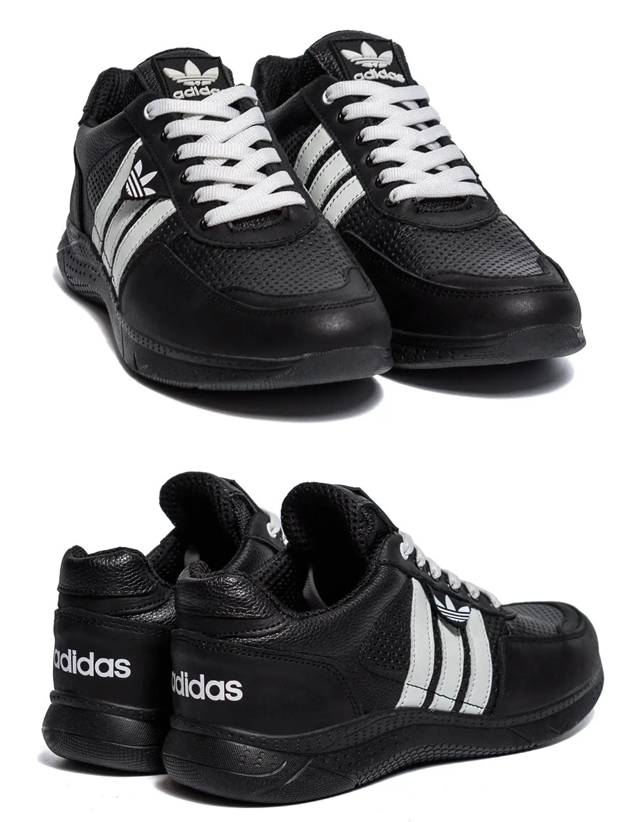 Чоловічі шкіряні літні кросівки, перфорація Adidas (Адідас) Climacool, чоловічі чорні кеди, Чоловіче взуття