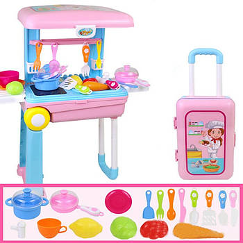 Дитяча ігрова кухня Happy Chef 2в1 / Розвиваючий набір кухня в валізі / Іграшкова кухня