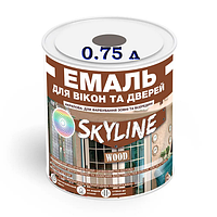 Эмаль серая (RAL 7046) акриловая для окон и дверей шелковисто-матовая SkyLine, 0.75 л