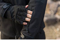 Легкая теплая тактическая куртка с флисом черная Soft Shell военная ветровка осенняя весенняя софтшелл, GN6