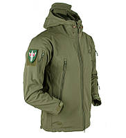 Легкая теплая тактическая куртка с флисом олива Soft Shell военная ветровка осенняя весенняя софтшелл, GN3