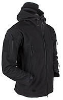 Легкая теплая тактическая куртка с флисом черная Soft Shell военная ветровка осенняя весенняя софтшелл, SL2