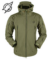 Легкая теплая тактическая куртка с флисом олива Soft Shell военная ветровка осенняя весенняя софтшелл, SL5