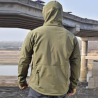 Легкая теплая тактическая куртка с флисом олива Soft Shell военная ветровка осенняя весенняя софтшелл, GS1 5XL