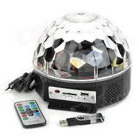 Диско шар Bluetooth MP3 LED Crystall Magic Ball Light светомузыка с пультом