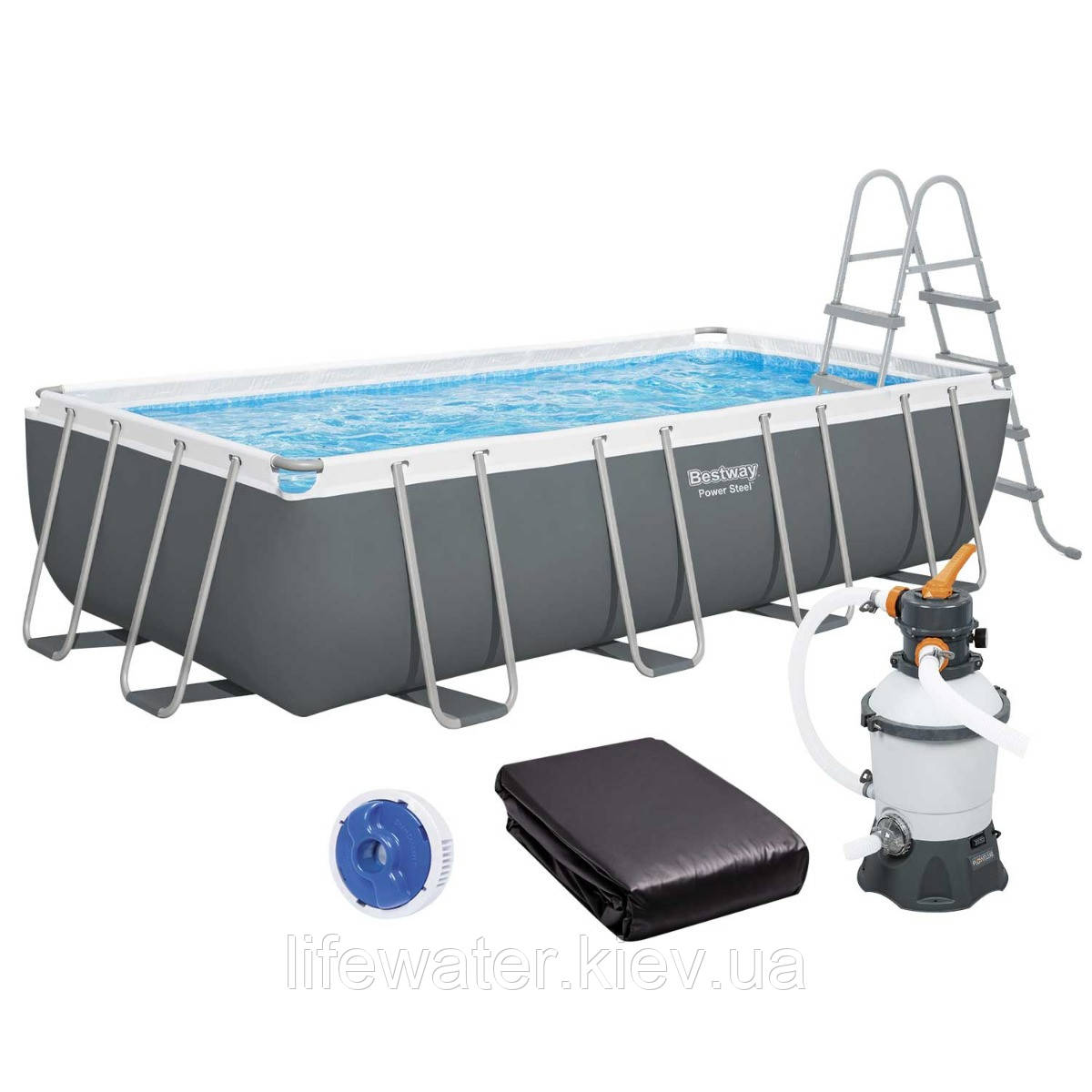 Bestway Каркасний басейн Bestway 56671 (488х244х122 см) з піщаним фільтром, драбиною та тентом